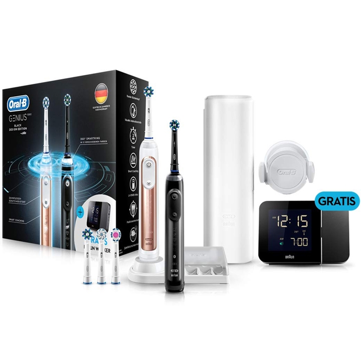 Oral-B Genius 10900 Black Design Edition Elektrische Zahnbürste 2. Handstück roségold und schwarz