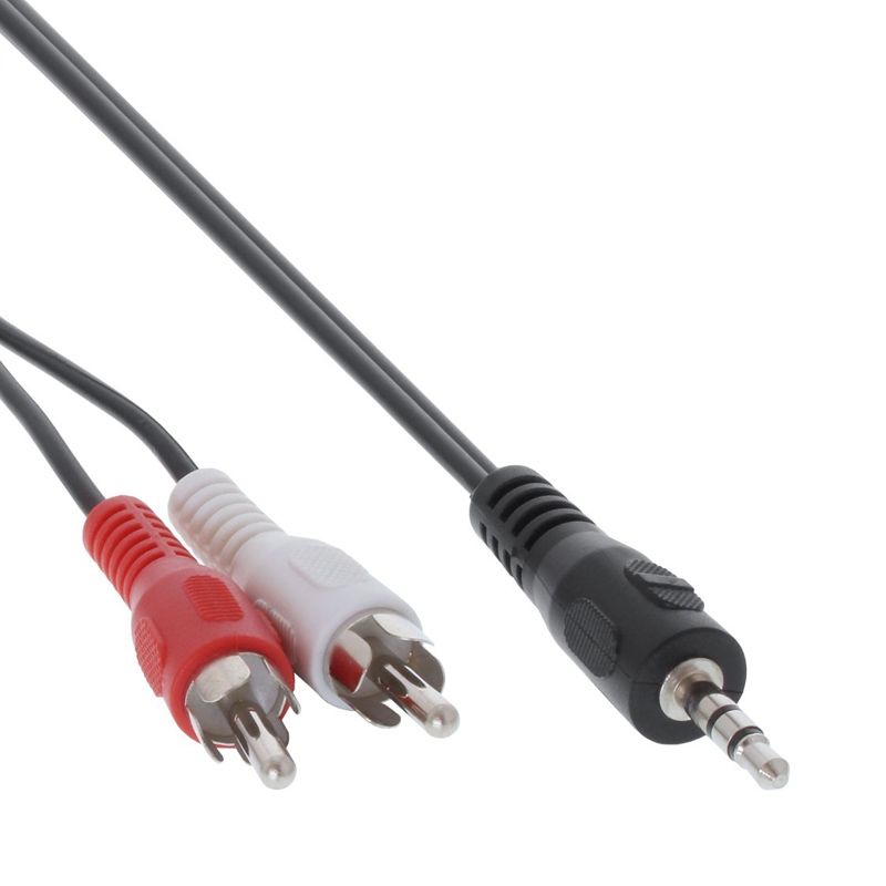 InLine Cinch/Klinke Kabel, 2x Cinch Stecker an 3,5mm Klinke Stecker, 2m