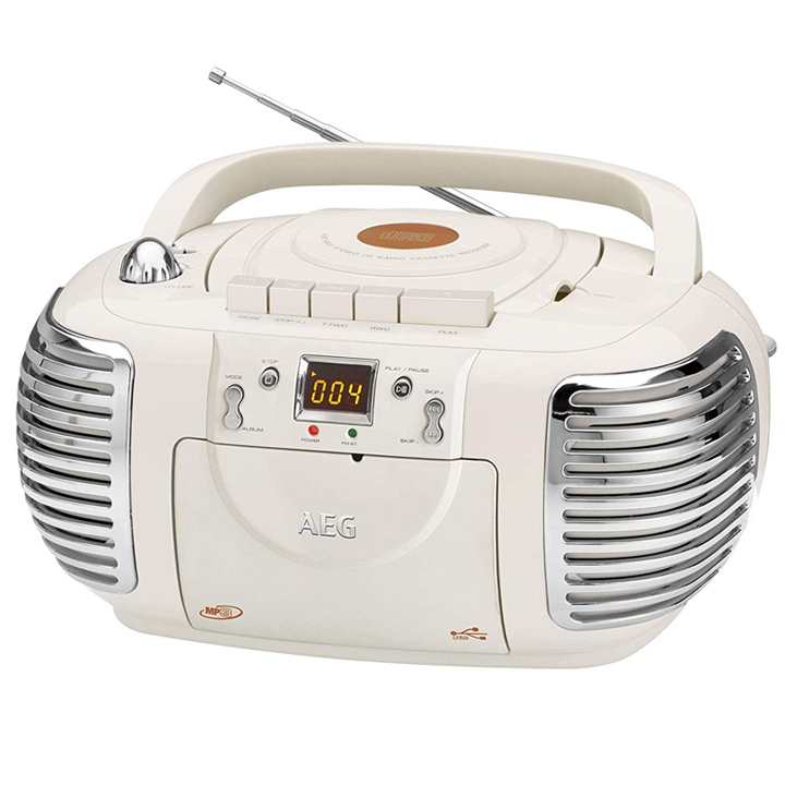 AEG NSR 4377 Retro-Stereokassettenradio mit CD und USB creme