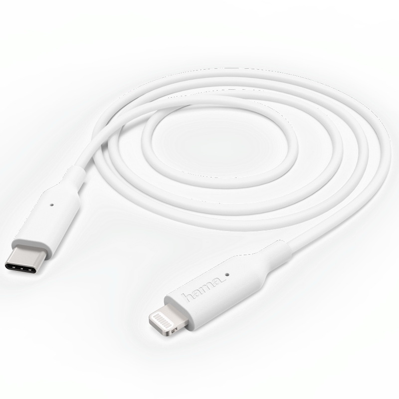 Hama Schnelllade-/Datenkabel, USB Type-C auf Lightning, 1 m, Weiß