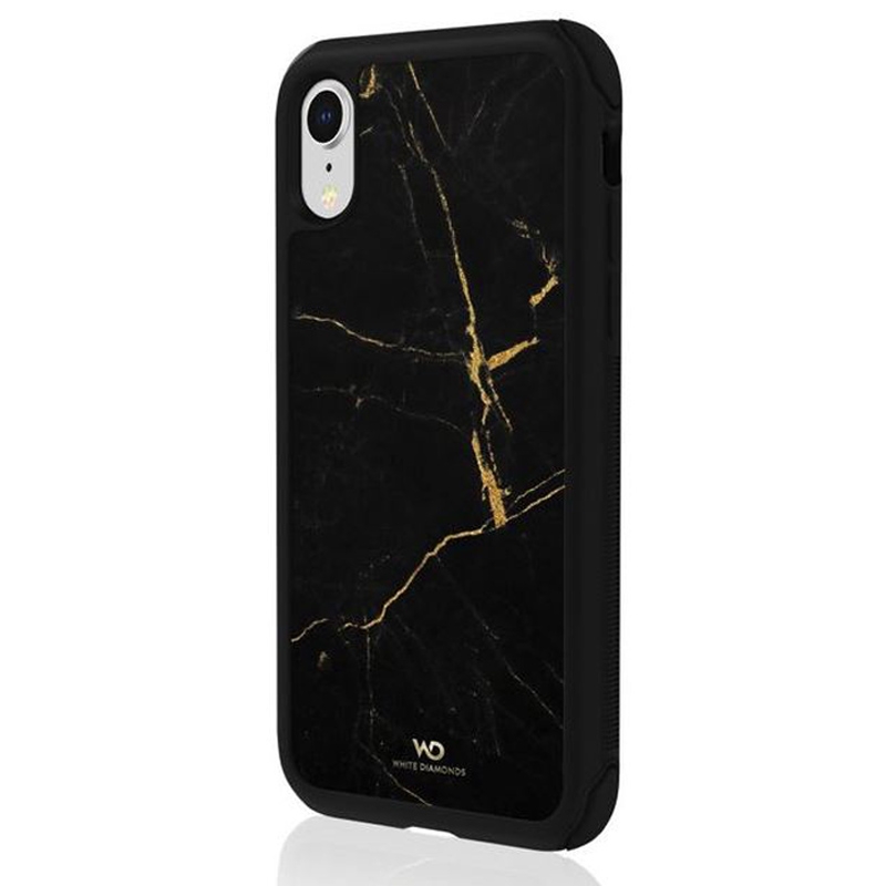 White Diamonds Cover "Tough Marble" für Apple iPhone XR, Schwarz/Gold