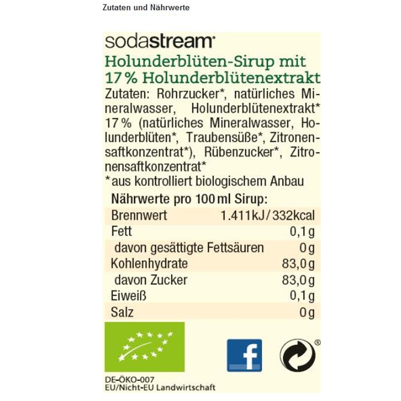 SodaStream Bio-Sirup Holunderblüte 500 ml