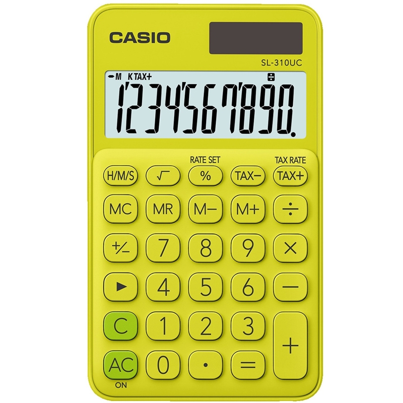Casio SL-310UC-YG Einfacher Taschenrechner Batterie/Solar - gelb