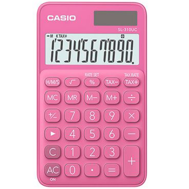 Casio SL-310UC-RD Einfacher Taschenrechner Batterie/Solar - rot