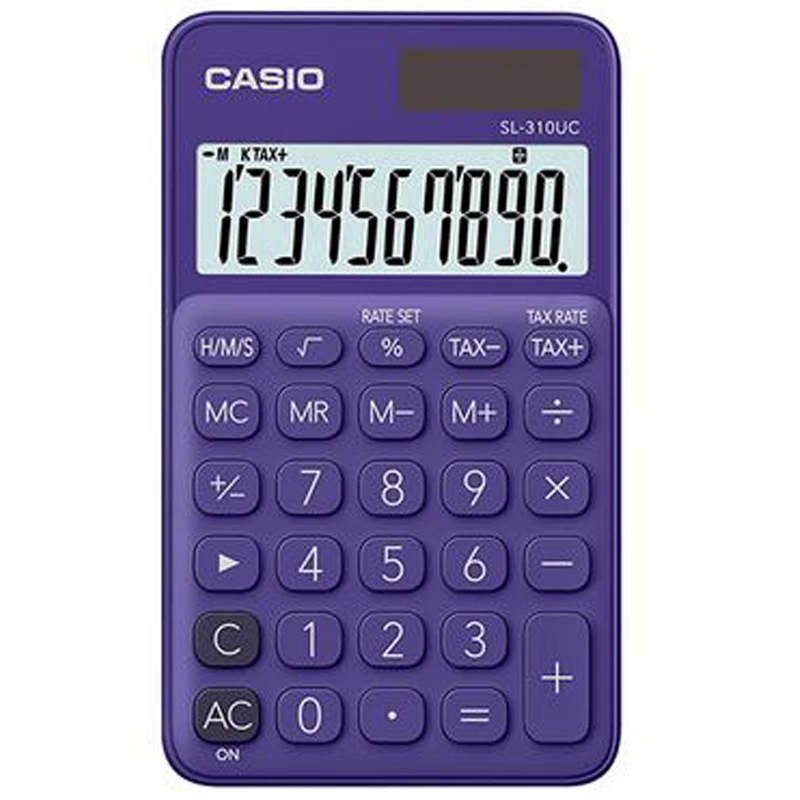Casio SL-310UC-PL Einfacher Taschenrechner Batterie/Solar - violett