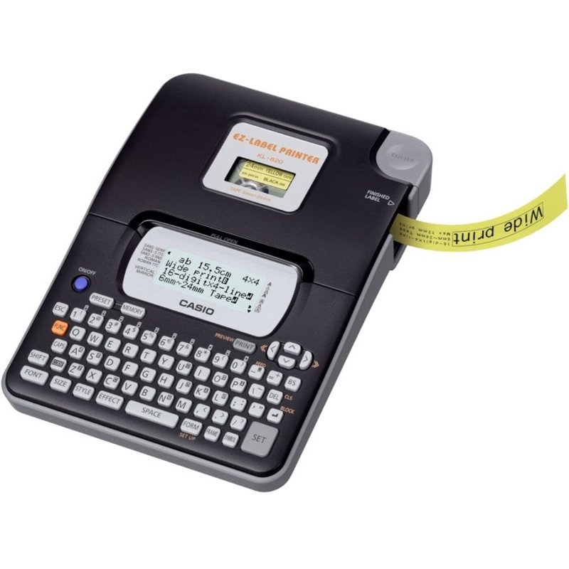 Casio KL-820 EZ-Label Printer Beschriftungsgerät für Schriftbänder, 6/9/12/18/24