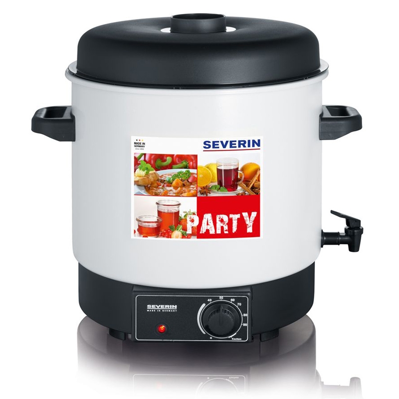 Severin EA 3653 Heißgetränke- und Einkochautomat mit Zapfhahn, 29 Liter, weiß