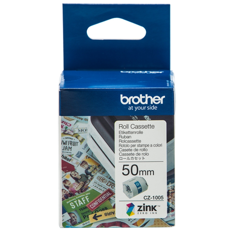 Brother CZ-1005 Etiketten Rolle 50mm weiß auf Grün