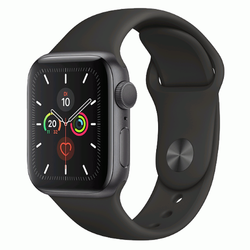 Apple Watch Series 5 GPS 44mm Alu schwarzes Armband Space Grau