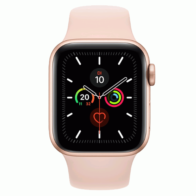 Apple Watch Series 5 GPS 44mm Alu sandrosanes Armband Gold 1,78 Zoll Display