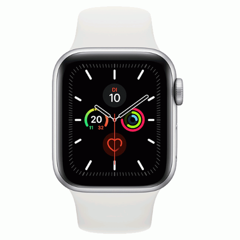 Apple Watch Series 5 GPS + LTE 40mm Alu weisses Armband silber 1,57 Zoll Display