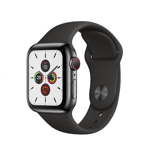 Apple Watch Series 5 GPS + LTE 40mm Edelstahl schwarzes Armband Space schwarz