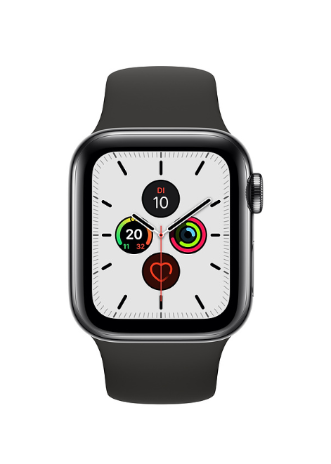 Apple Watch Series 5 GPS + LTE 40mm Edelstahl schwarzes Armband Space schwarz 1,57 Zoll Display