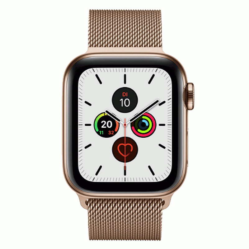 Apple Watch Series 5 GPS + LTE 44mm Edelstahl goldenes Milainese Armband gold  1,78 Zoll Display
