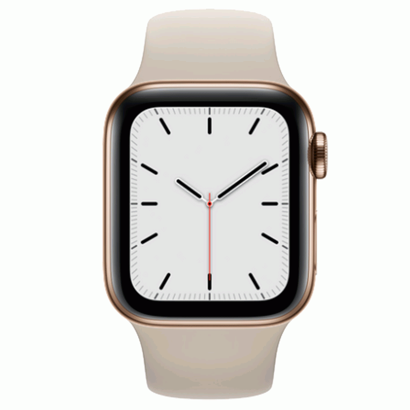 Apple Watch Series 5 GPS + LTE 40mm Edelstahl steinfarbenes Armband gold 1,57 Zoll Display