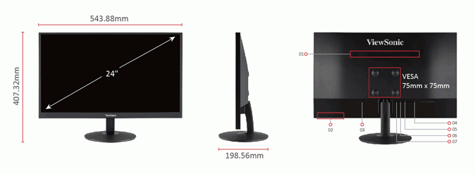 Viewsonic VA2403-MH 60 cm (24 Zoll) LED-Monitor
