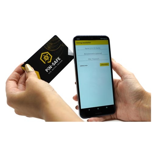 PIN-Safe NFC offline Daten-Tresor für Android & iOS inkl 2. Karte
