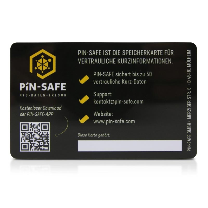 PIN-Safe NFC offline Daten-Tresor für Android & iOS inkl 2. Karte