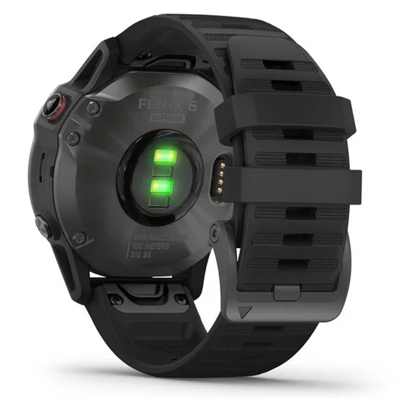 Garmin fenix 6 Sapphire grau mit schwarzem Armband 47mm