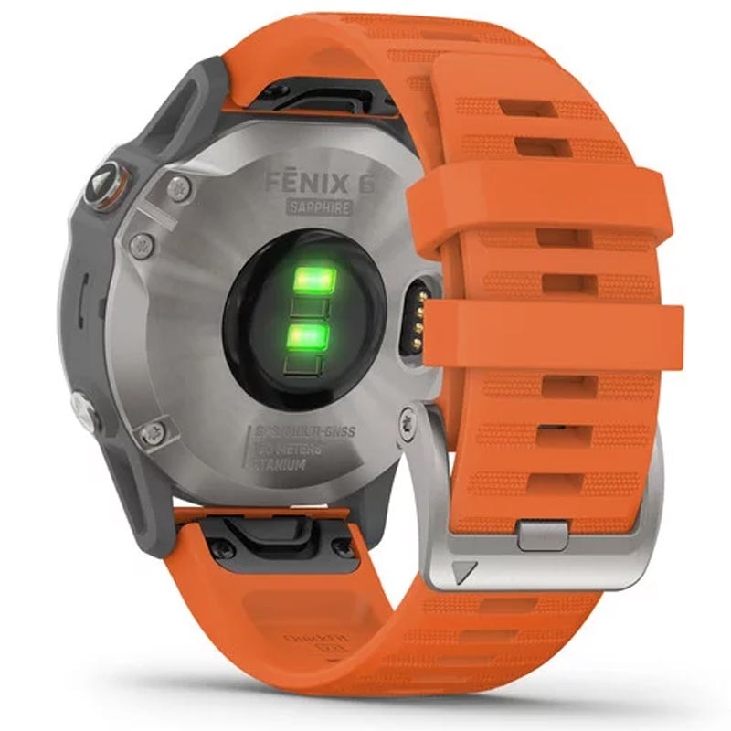 Garmin fenix 6 Sapphire grau mit orangem Armband 47mm