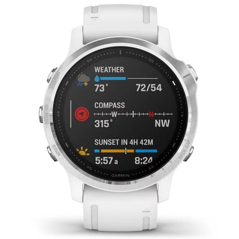 Garmin fenix 6S silber mit silbernem Armband 42mm 1.2 Zoll Display