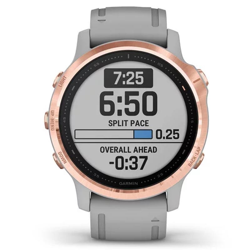 Garmin fenix 6S Sapphire rosegold mit grauem Armband 42mm