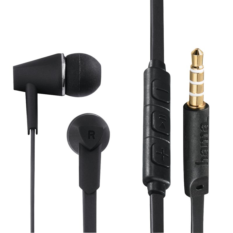 Hama Kopfhörer "Joy", In-Ear, Mikrofon, Flachbandkabel, Schwarz