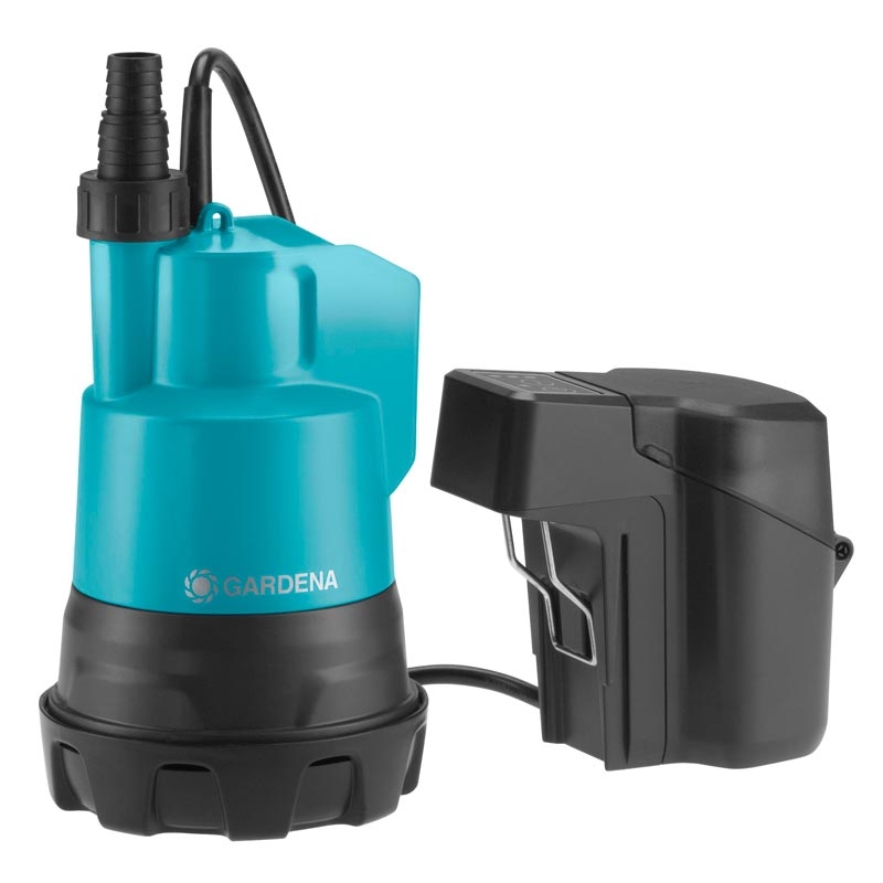 GARDENA Akku-Klarwasser-Tauchpumpe 2000/2 Li-18 (inkl 2 Akkus) Ready-To-Use Set