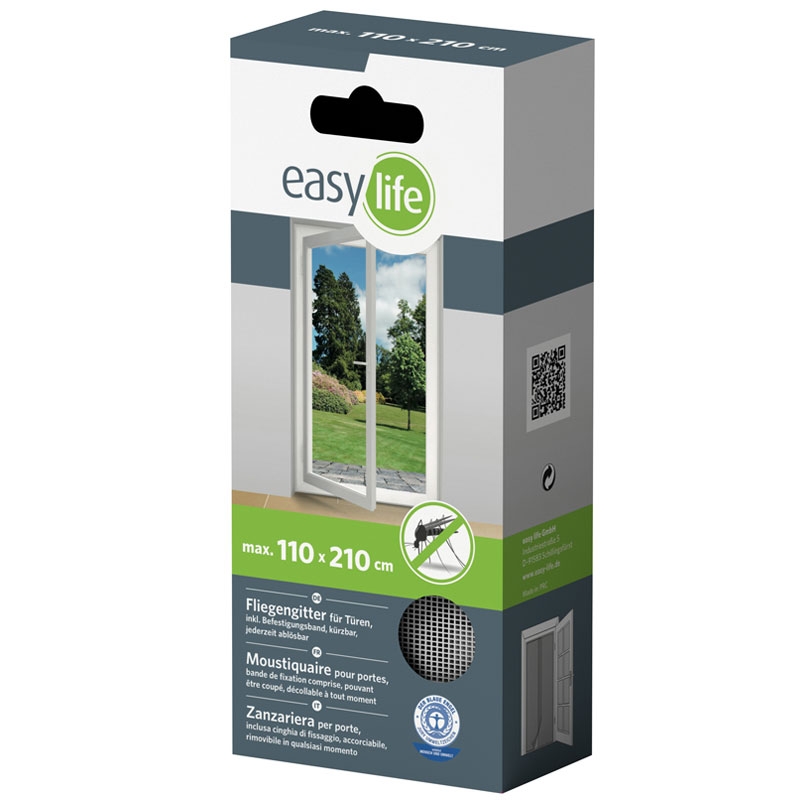 easy life Insektenschutz-Gitter-Tür 110 x 210 cm weiß mit Klettband Verpackung