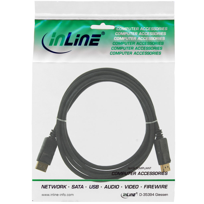InLine® DisplayPort Kabel schwarz vergoldete Kontakte 0,5m