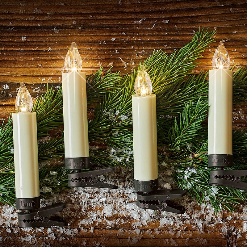 Krinner Lumix Basic Mini 10er Basis-Set Kabellose Christbaumkerzen Elfenbein