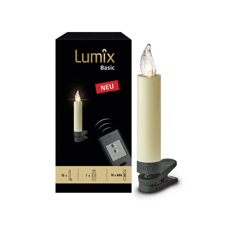 Krinner Lumix Basic Mini 10er Basis-Set Kabellose Christbaumkerzen Elfenbein