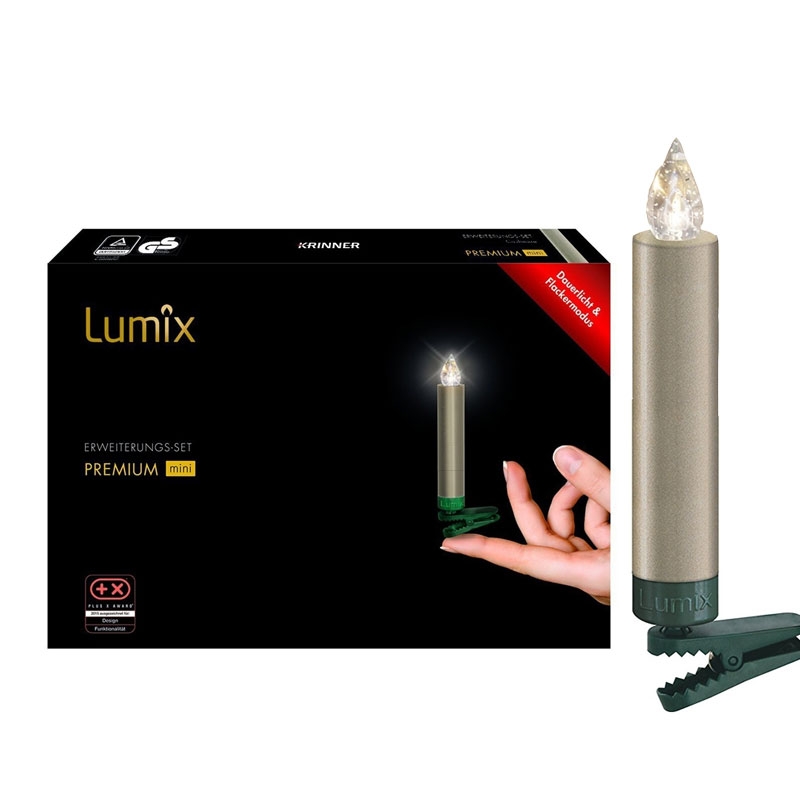 Krinner Lumix Premium 6er Erweiterungs-Set Kabellose Christbaumkerzen Cashmere