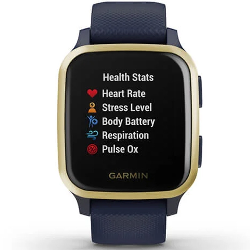 Garmin Venu SQ Music GPS-Fitness-Smartwatch dunkelblau/weißgold