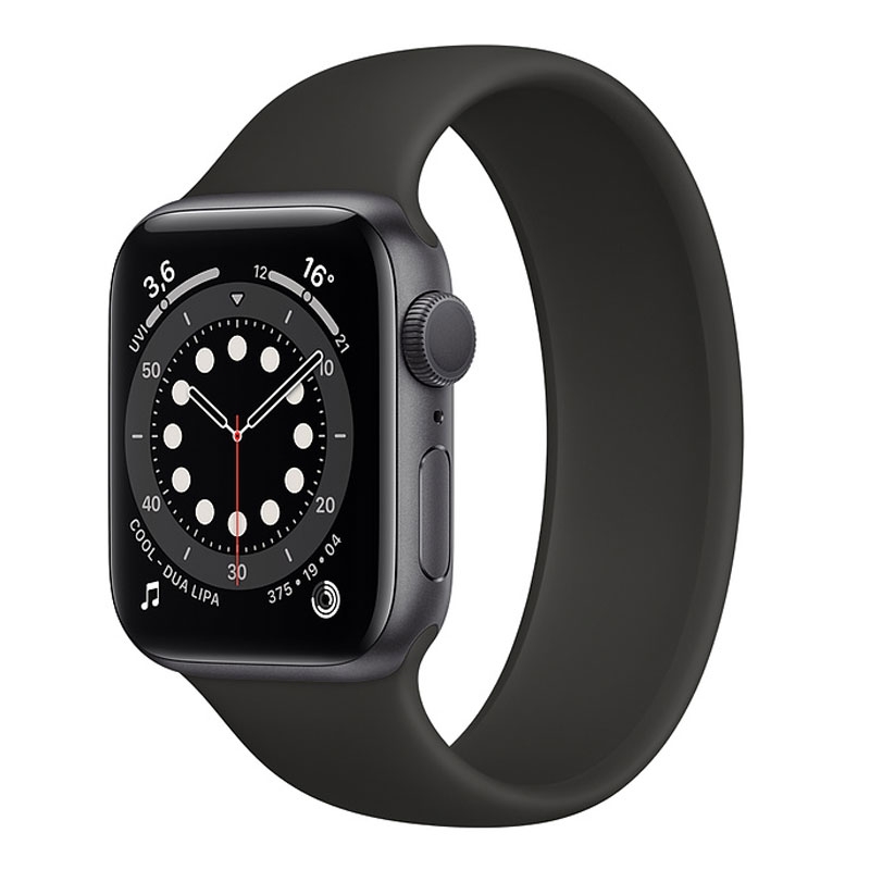 Apple Watch Series 6 GPS 44mm Alu schwarzes Armband Space Grau