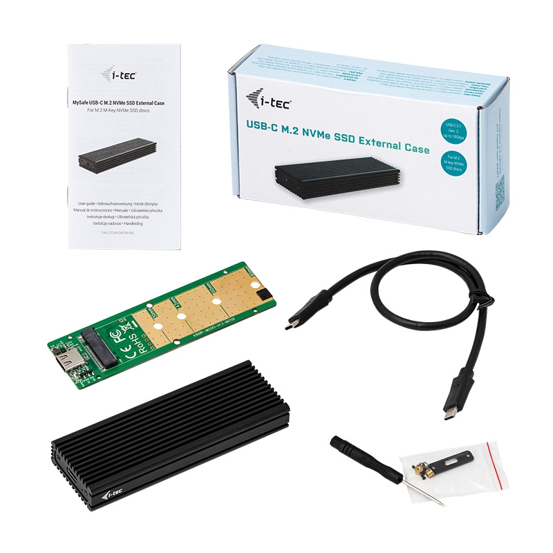 I-TEC USB C 3.1 Gen. 2 MySafe Festplattengehaeuse fuer M.2 NVMe PCIe SSD Festplatten