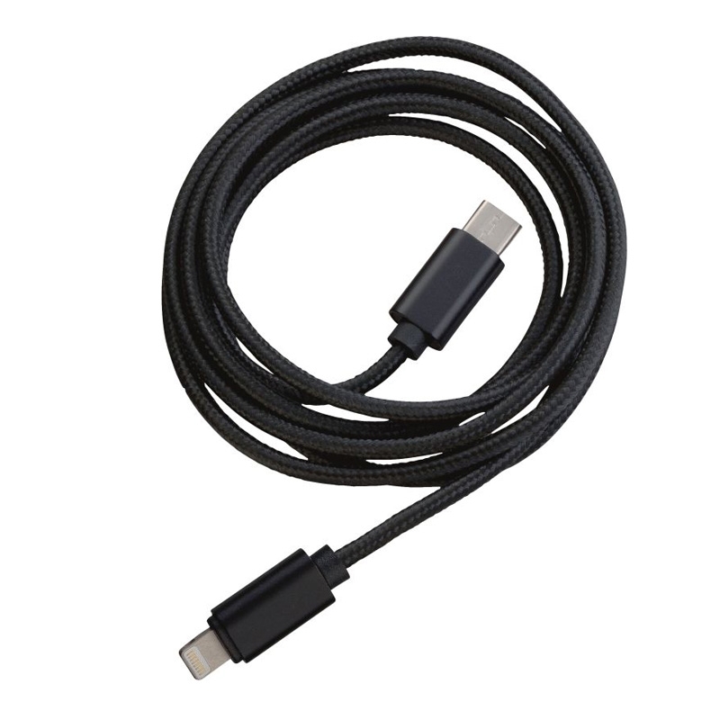 Peter Jäckel FASHION 1,5m Data Cable Black für Typ-C/ Apple Lightning mit Sync- und Ladefunktion
