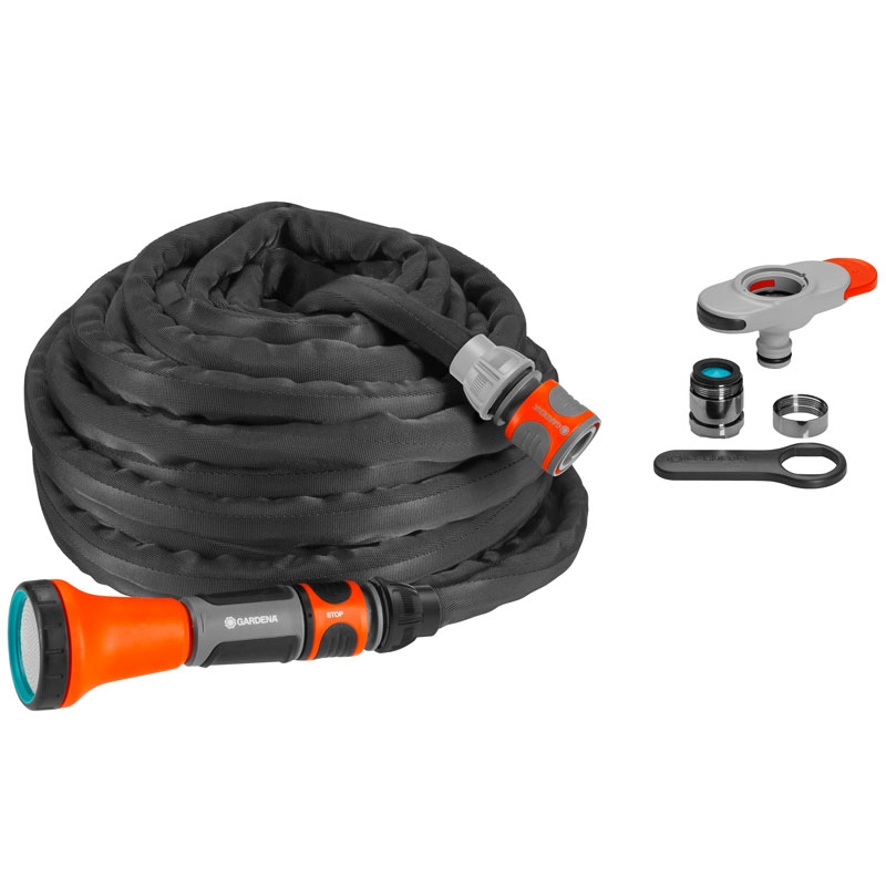 GARDENA 18427-32 Textilschlauch Liano 10 m mit Hahnverbinder für Indoor-Wasserhähne