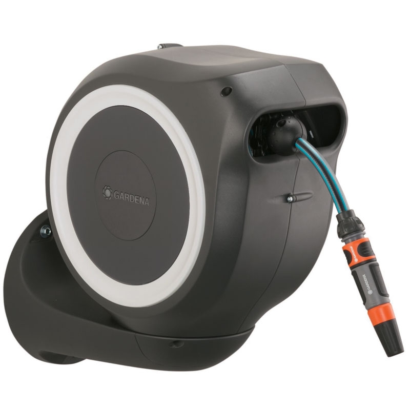 GARDENA 18602-20 Wand-Schlauchbox RollUp S (weiß) 15 m
