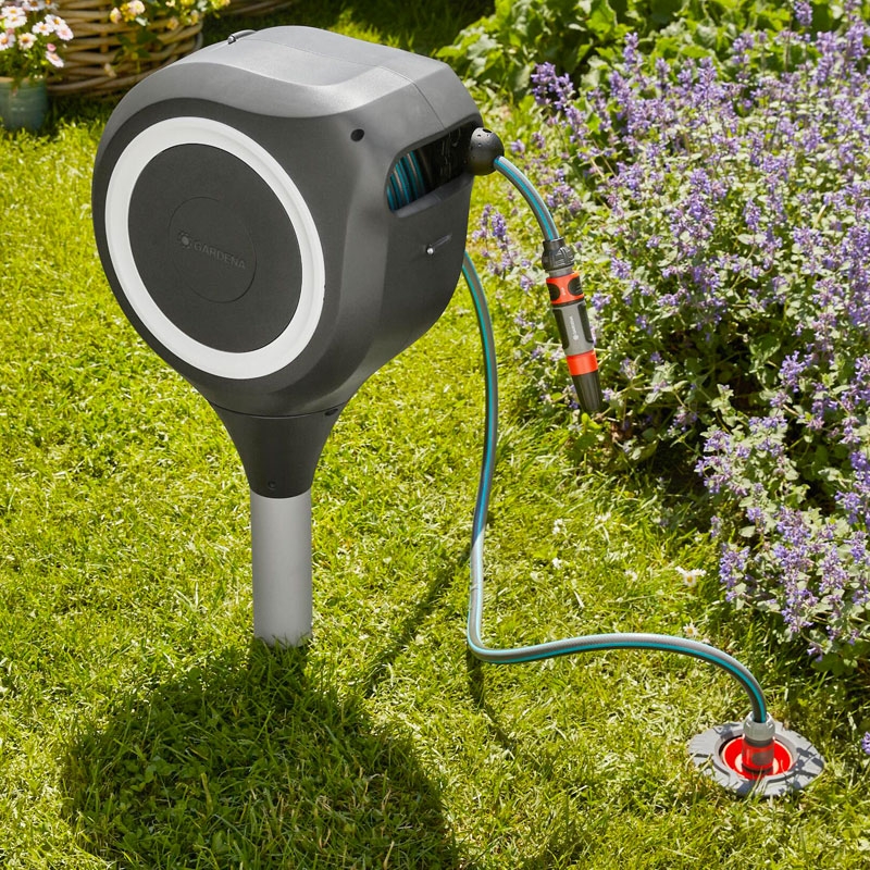 GARDENA 18616-20 Garten-Schlauchbox RollUp M (weiß) 20 m