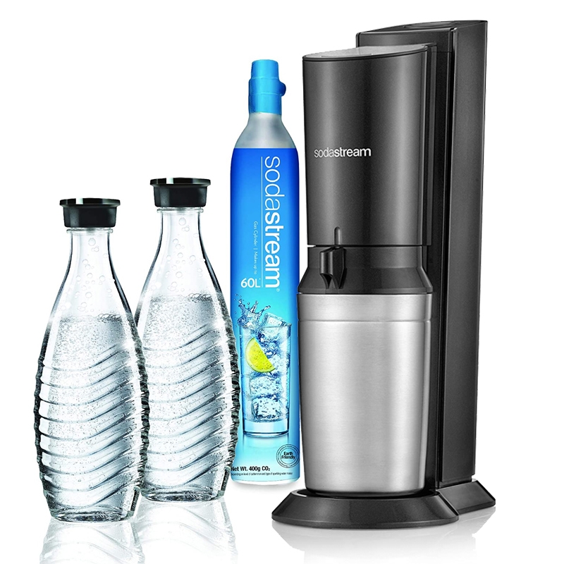 SodaStream Crystal 2.0 titan mit 2 Glaskaraffen & Zylinder