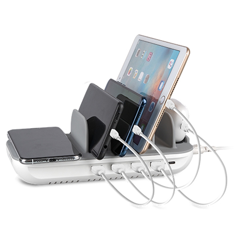 4smarts Ladestation Family Evo 63W grau weiß