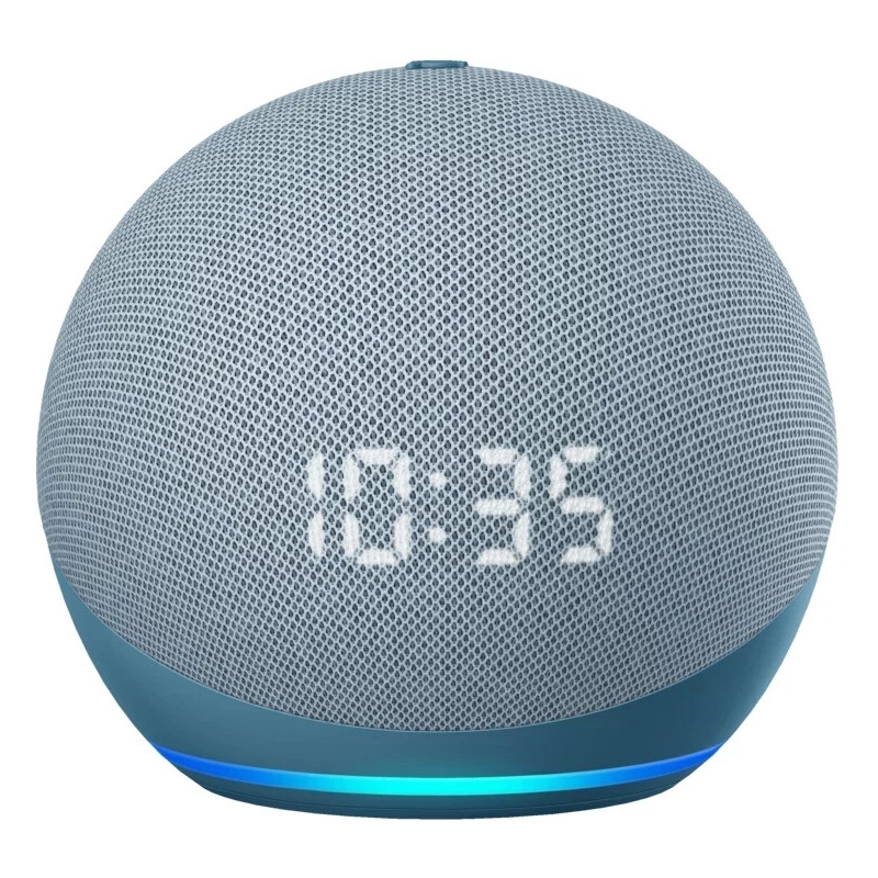 Amazon Echo Dot (4. Generation) Smarter Lautsprecher mit Alexa blaugrau mit Uhr