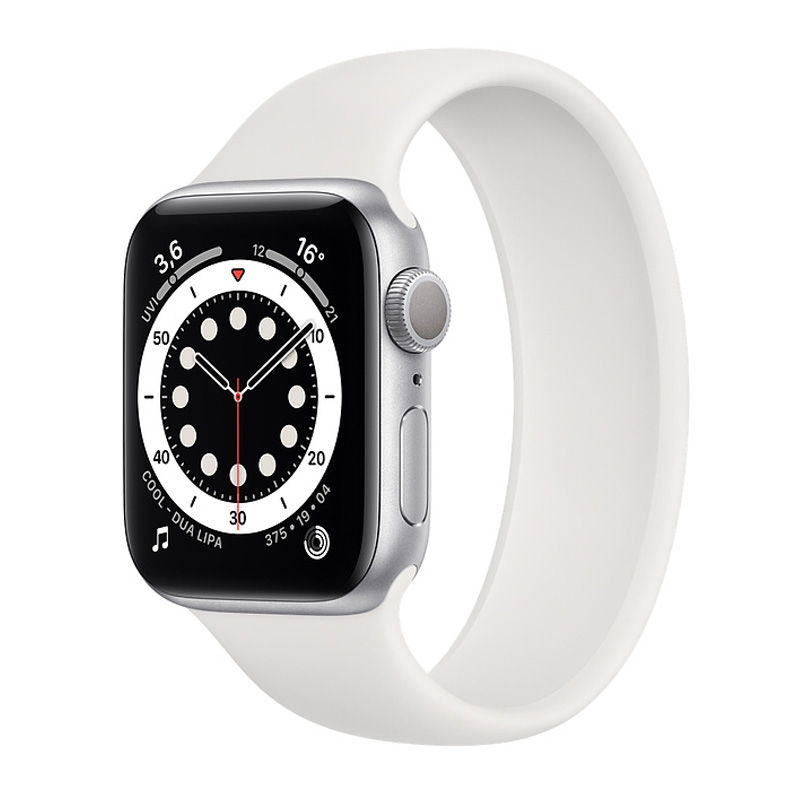 Apple Watch Series 6 GPS 40mm Aluminium Silber Sportarmband weiß