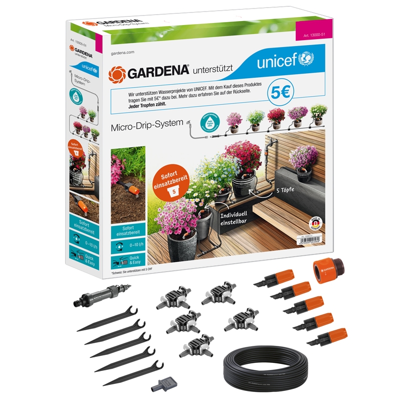 GARDENA 13000-51 Micro-Drip-System Start Set Pflanztöpfe S