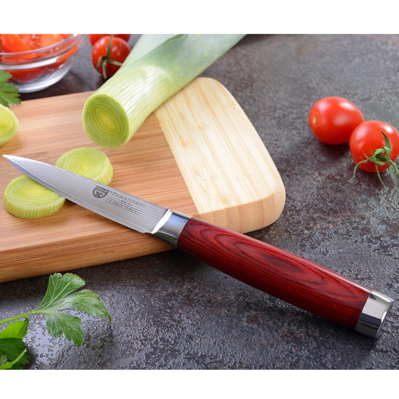 Gräwe Damaszener Gemüsemesser Küchenmesser mit Hartholzgriff
