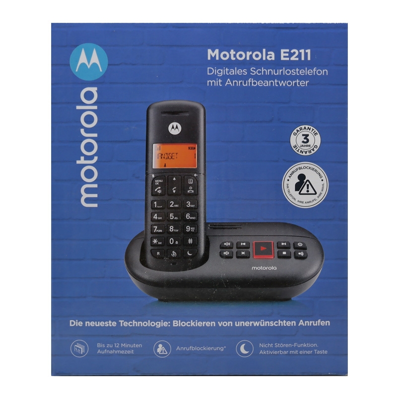 Motorola E211 Schnurlostelefon mit AB schwarz