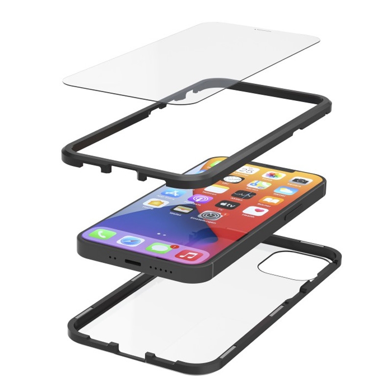 Hama Cover Magnetic+Glas+Displayglas für Apple iPhone 12 mini, Schwarz/Transparent