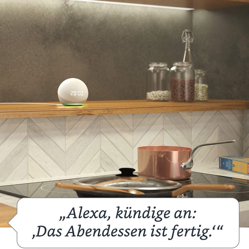 Amazon Echo Dot (4. Generation) Smarter Lautsprecher mit Alexa weiß mit Uhr