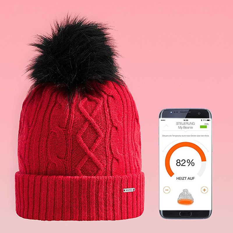 Vulpés Vulpini - Beheizbare Strickmütze fransig, rot